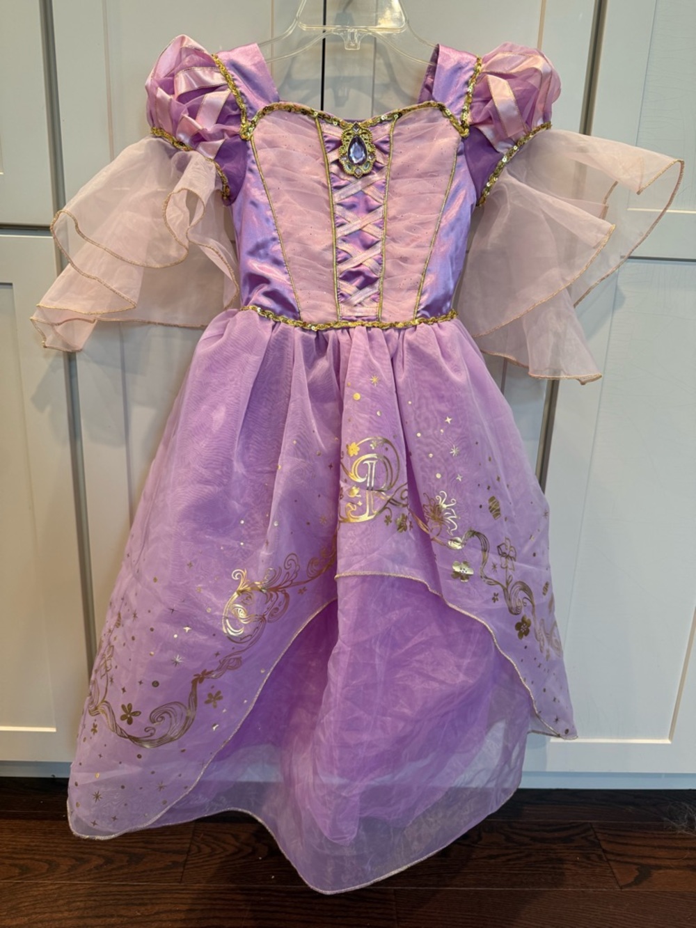 Disney Rapunzel Princess Costume Dress with Gold Accents